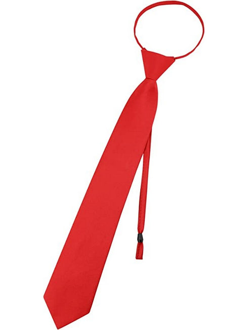 Boys Multi Color Pre Tied Junior Solid Adjustable Zipper Neck Tie - SophiasStyle.com